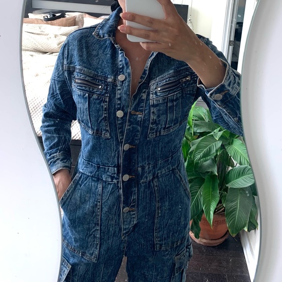 Cotton denim cargo jumpsuit size s GUC - Picture 3 of 9